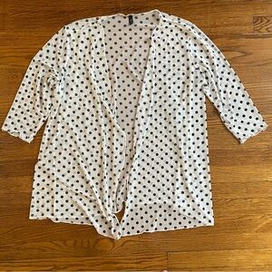Ava James White Polka Dot Mesh Lightweight Cardigan
